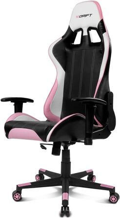 Ігрове крісло DRIFT DR175PINK, екошкіра, 2D-підлокітники, клас 4, рожево-чорне