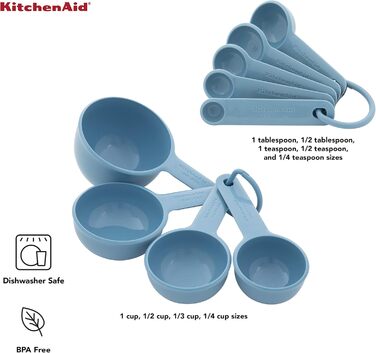 Набір мірних стаканів KitchenAid, 9 предметів, синій оксамит, для кухні