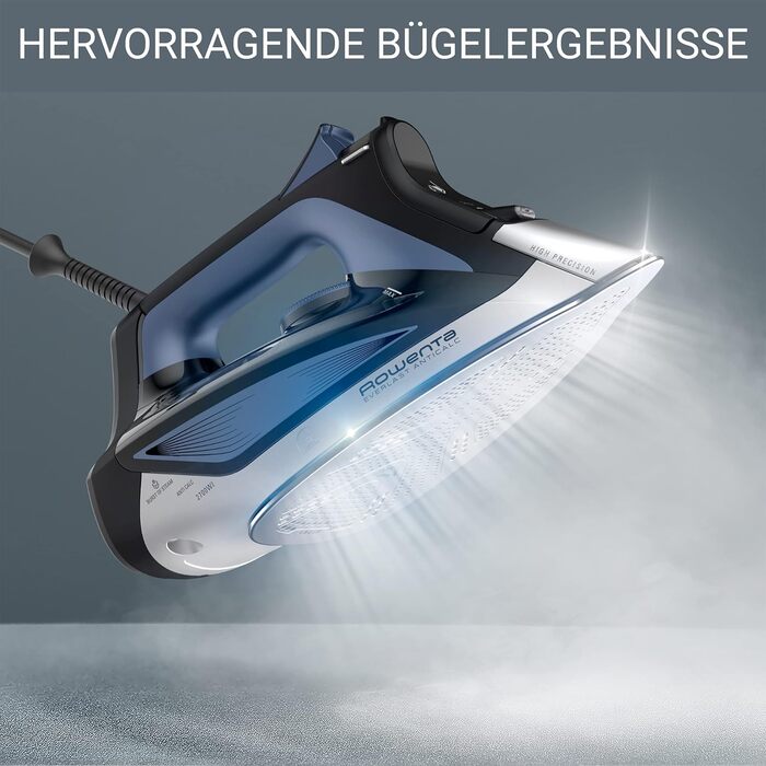 Rowenta DW7320 Everlast Anticalc Steam Iron | 2700 Watts | 45 g/min continuous steam output | 220 g/min steam boost | Drip stop | Antiscale system | 300 ml water tank | Black/Blue 220g/min steam boost - 400 steam vents