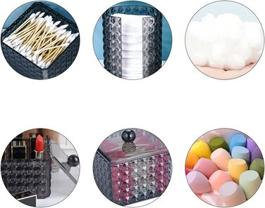 Pamtns Wattpadspender 2 Pack Cotton Swab Holder Cotton Swab Storage with Lid Cotton Pad Holder Storage Glass Made of Plastic Cotton Pads Organizer Storage Bathroom