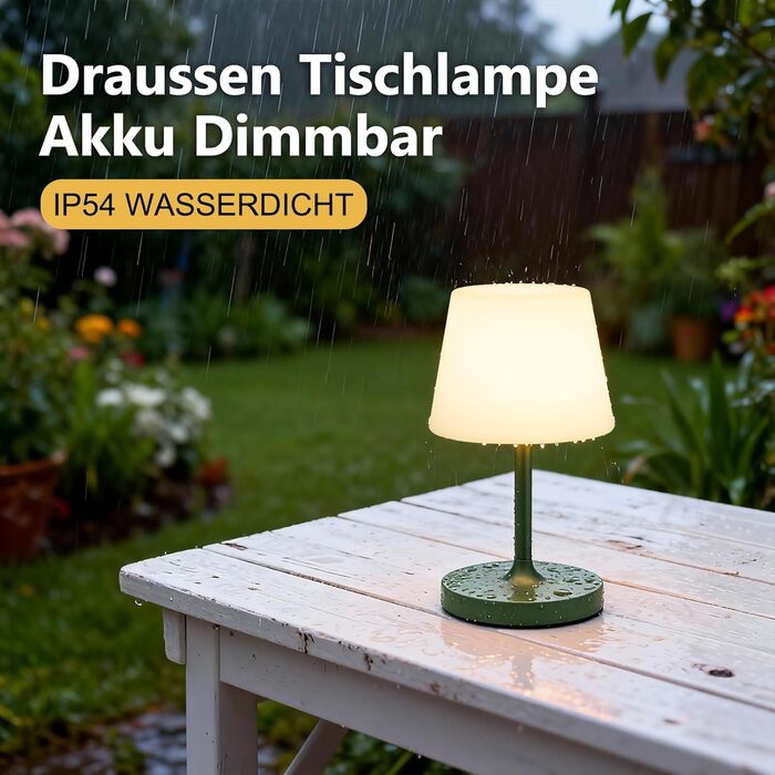 LED Настільна лампа бездротова акумуляторна з регульованою яскравістю та пам'яттю, сенсорна нічна лампа для спальні, кафе, вулиці (Зелена)