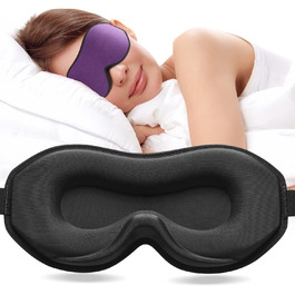Маска для сну Umisleep для тих, хто спить на боці, з 3D-очними впадинами, регульованим ремінцем, світлонепроникна та дихаюча, для чоловіків та жінок, підходить для подорожей та йоги (фіолетова)