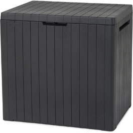 Садова скриня Keter City Box 113 л, темно-сіра, для балкона та тераси, пластиковий контейнер для зберігання з імітацією дерева, 55x44x57,8 см