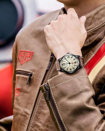 Чоловічий годинник CIVO: водостійкий, аналоговий кварц, великі цифри, світловий, військовий стиль, спортивний, для активного відпочинку, легкий у читанні, з шкіряним ремінцем, колір: коричневий