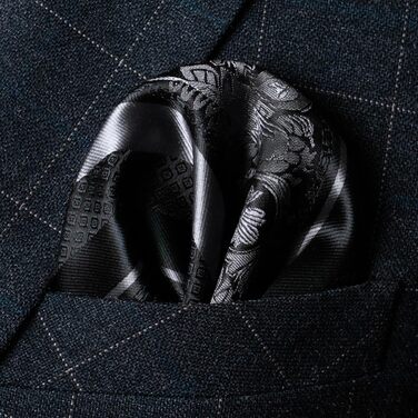 Набір краваток чоловічий JEMYGINS з поєднанням троянд та смужок (темно-сірий) з краватковою кліпсою та кишеньковим хустинкою