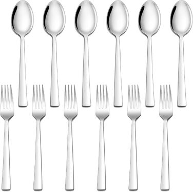 Набір столових приборів Herogo на 6 осіб (36 предметів) з нержавіючої сталі. Включає виделки, ножі, ложки, спеціальні ножі для стейку. Підходить для дому та ресторану, миється в посудомийній машині. Квадратний дизайн.
