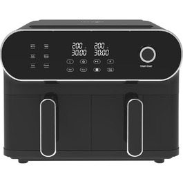 Iceagle Hot Air Fryer 2 Chambers Airfryer 11 L - Hot Air Fryer Double Chamber 1700W, Oil-Free Fryer, Dishwasher-Safe Baskets, Touchscreen, 6-in-1, 4-8 Portions, Black