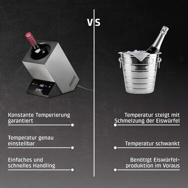 CASO WineCase One Black - Single Bottle Wine Cooler with Stainless Steel Housing