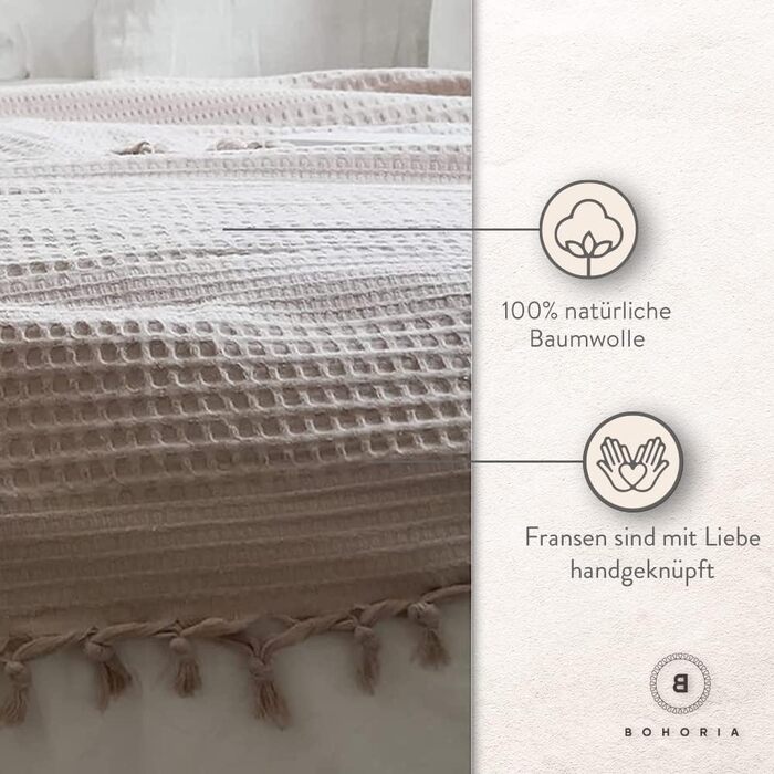 Покривало BOHORIA Premium 220x240 см, 100% бавовна, Oeko-Tex, вафельна текстура, двостороннє, смарагдове, велике для ліжка, дивана, Urban Loft