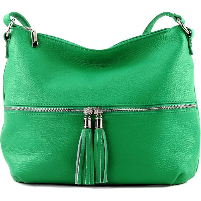 Сумка жіноча шкіряна через плече Modamoda T159, ручної роботи, Італія (Листяний зелений)