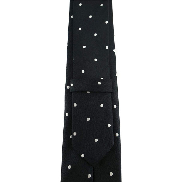 Краватка TigerTie шовкова вузька з візерунком в крапку (Чорно-біло-срібна)