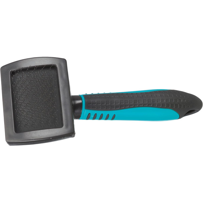 Щітка TRIXIE для собак з м'якою щетиною (метал) - для довгої, короткої та кучерявої шерсті, чорно-синя, 7 x 16 см