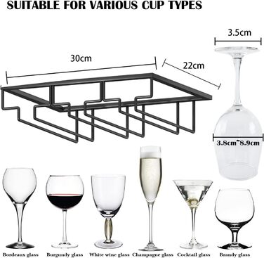 Металевий утримувач для келихів вина (4 шт), 40 см, для бару, кухні, ресторану