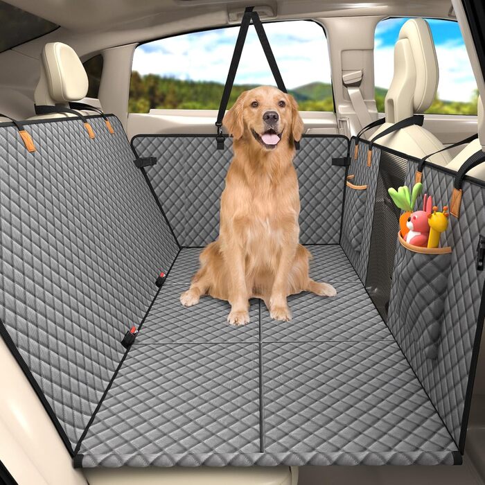Захист для заднього сидіння автомобіля Lekeinchi для собак - килимок для собак на заднє сидіння з 6 стабільними дерев'яними планками та ременями безпеки - водовідштовхувальний, стійкий до подряпин, запобігає ковзанню, килимок для собак для SUV, вантажівки