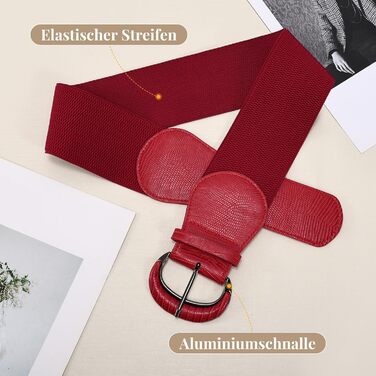 Жіночий широкий еластичний пояс WERFORU для суконь та костюмів (94-107 см, J-червоний)