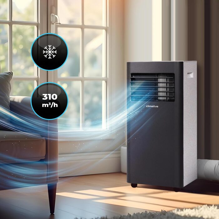 Мобільний кондиціонер з витяжним шлангом 10000 BTU, 2,9 кВт, WiFi, Tuya Smart, для квартир до 29 м², з ущільнювачем для вікна