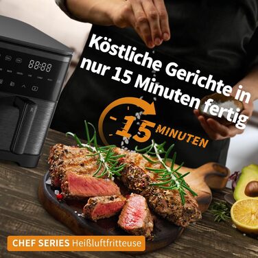 Електрична фритюрниця повітряна 11л, 2 камери з грилем, 10-в-1, без олії, з нагадуванням про струшування <60дБ, з антипригарним покриттям, 78 рецептів