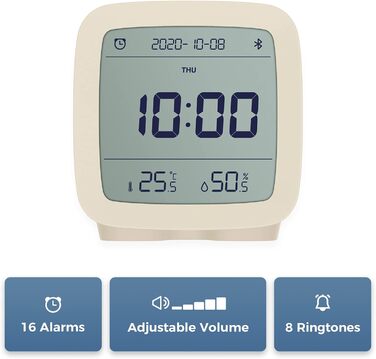Qingping Bluetooth Alarm Clock, Works with Mi Home (All settings via App), Digital Smart Alarm Clock Battery Powered with Multiple Alarms