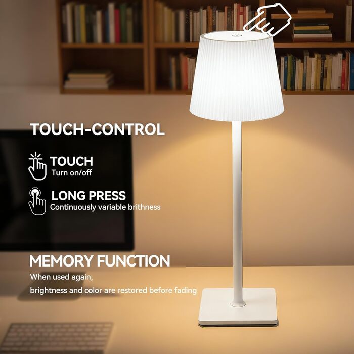 Світлодіодний акумуляторний настільний світильник Xiake 2 шт, димується, IP54, 2700K-6000K, 3 режими, для спальні, столу, вулиці, саду, балкону (білий)