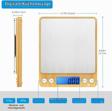 Електронні високоточні ваги AMIR 500г (0.01г) з функцією PCS, тарою та LCD-дисплеєм, жовті