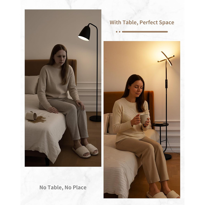 Підлогова лампа LuminexDesigns з регулюванням яскравості, 36W+7W LED, 3200LM+600LM, 2700K-6500K, чорна. Сучасна підлогова лампа для вітальні з пульт дистанційного керування