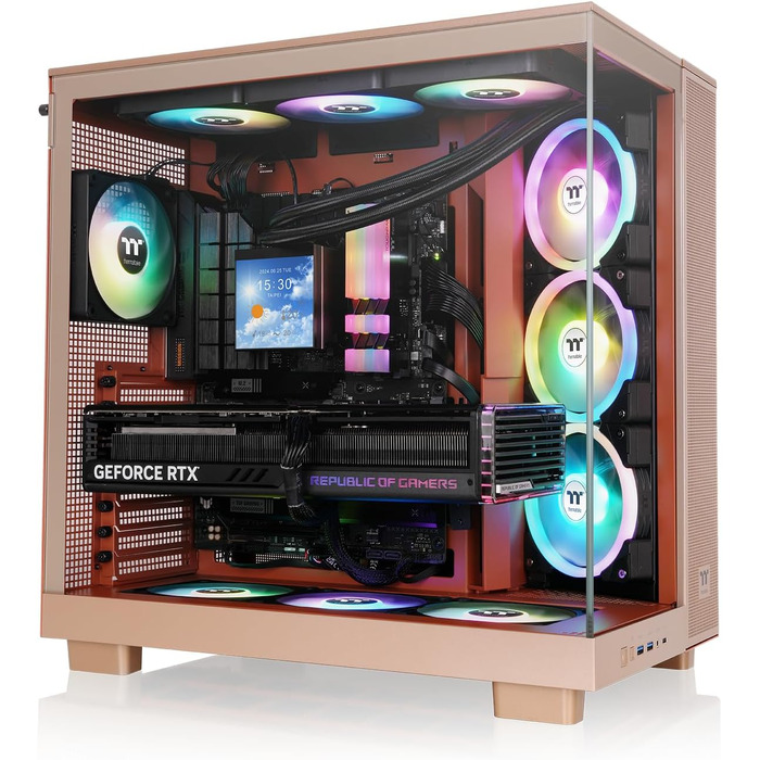 Корпус для ПК Thermaltake View 380 XL TG ARGB, Gravel Sand: Mid Tower, загартоване скло 4 мм, підтримка E-ATX та XL-материнських плат, USB-C, підтримка радіатора 360 мм, High-Airflow