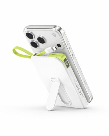 Power Bank MagSafe 10000mAh 3-в-1 для iPhone та Android (Перламутр) з USB-C кабелем та підставкою