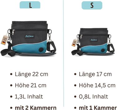 PetLove Лекарство для собак • Фуршетна сумка з магнітною застібкою • Включає диспенсер для пакетів для екскрементів та використовується як сумка на пояс • (S, блакитний)