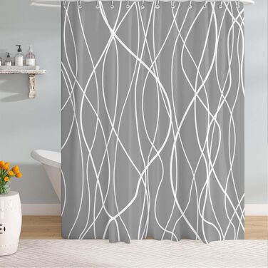 Штора для душу M&W DAS DESIGN 180x200 см, сіра, водонепроникна, поліестер, анти-грибок, пральна