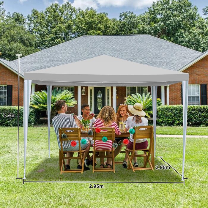 Garden Pavilion - Garden Gazebo with 6 Side Walls and Windows, Stable, UV Protection, Waterproof, Party Pavilion, Folding Garden Tent, Party Tent, for Outdoor, Garden, Party, Wedding (3x3m, White)