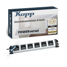 Розподільник розеток Kopp POWERversal сірий/чорний, 6 розеток, 1.4м, з заземленням