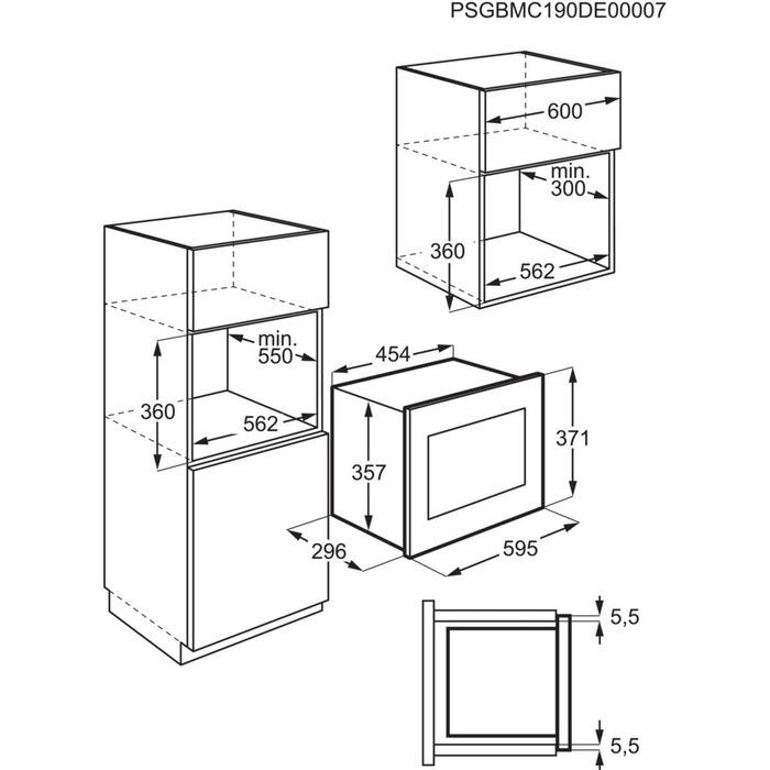 Вбудована мікрохвильова піч Zanussi ZMSN5SX, 800 Вт, 17 л, чорний/нержавіюча сталь