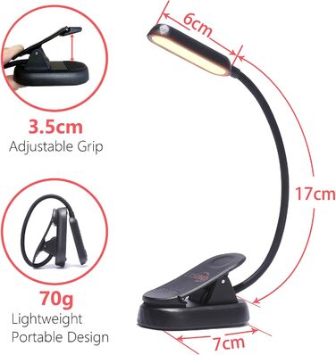 LED лампа для читання Clip-On з блокуванням блакитного світла, 1600K, тепле світло, акумулятор 1000mAh, сумісна з Kindle