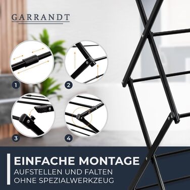 Сушарка для білизни складана, міцна, 6 рівнів, чорна (біла/чорна) - для балкону та дому