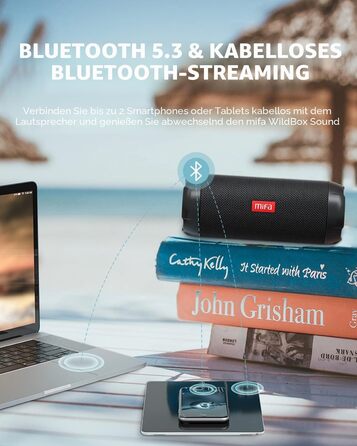 MIFA WildRod Bluetooth колонка 30W, IP67, RGB підсвітка, USB-C, чорна