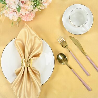 Champagne Satin Napkins Cloth 40 Pieces Square 20 x 20 inches Soft, Smooth Fabric Table Napkins Washable Satin Cloth Napkins for Weddings Parties Vacations Dinners Thanksgiving