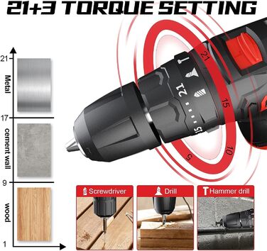 Акумуляторний ударний дриль-шуруповерт PULITUO 12V, комплект, металевий патрон 3/8', 21+1+1 ступенів моменту, LED-ліхтар, 35 Нм, 1300 mAh, бездротовий дриль