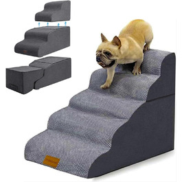 Trhillsbrad Breiter Hundetreppe 5 Stufen für Kleine Hunde, Hochdichtem Schaumstoff Haustiertreppe, Waschbarem Bezug und Rutschfestem Boden (Faltbar Hundetreppe 5 Stufen) - Trhillsbrad Wide Dog Stairs, 5 Steps for Small Dogs, High-Density Foam Pet Stairs, Washable Cover and Non-Slip Bottom (Foldable Dog Stairs, 5 Steps)