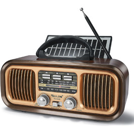 Ретро Радіо Klein з Bluetooth, AM/FM/SW радіо, портативне, з сонячною панеллю, USB/TF картка, 1200mAh, подвійний динамік