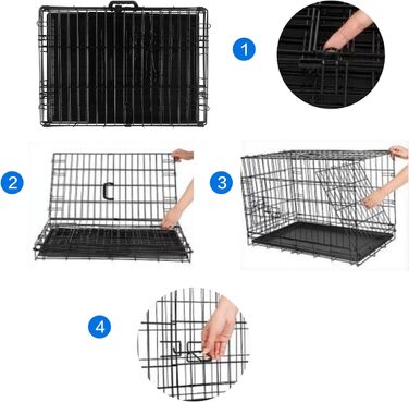 Клітка для собак 60x43x48 см, складана переноска з металу для собак, 2 дверцята, переноска для тварин, авто-переноска, клітка для собак Small