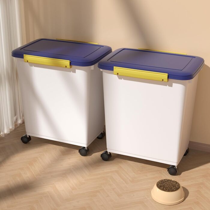 Cetomo Airtight Dog Food Container with Wheels - 10L & 32L Capacity - White