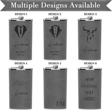 Фляга з гравіюванням гір, сталевий флакон 237мл/8oz, персоналізований подарунок для чоловіків, кемпінгу, туризму (сірий)