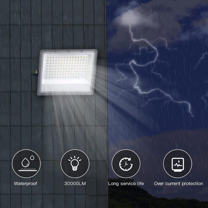 LED Floodlight Outdoor 150W, 15000LM Super Bright LED Floodlight, 6000K Cold White Spotlight IP65 Waterproof Floodlight Outdoor Spotlight for Garden, Terraces, Garage, Workshop, Sports Field