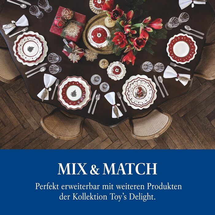 Набір для соусів Villeroy & Boch Toy's Delight, 4 предмети, порцеляна, новорічний декор, сервірувальна тарілка з мисочками