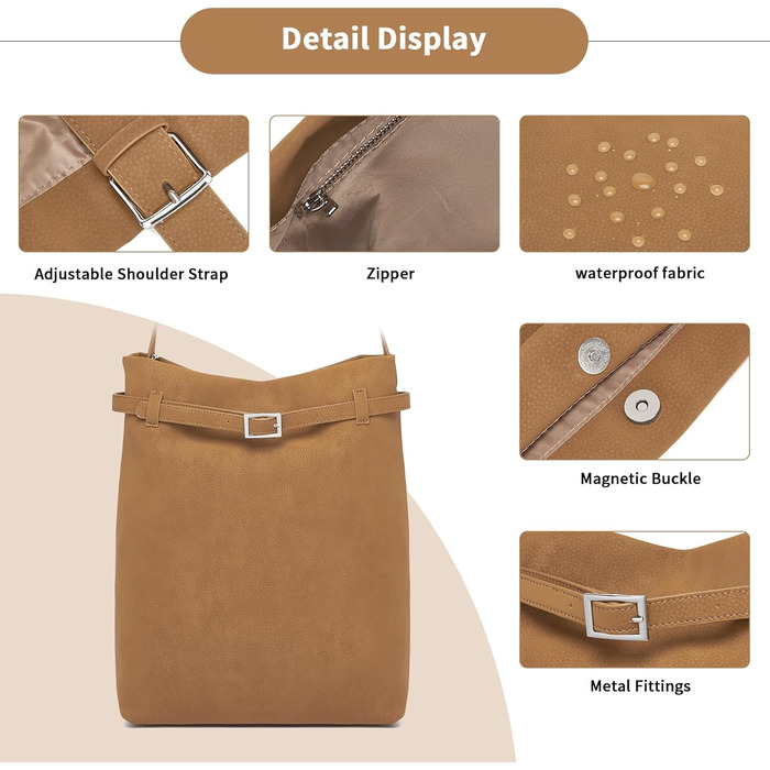 Сумка жіноча Miss Lulu велика шопер Tote Bag з м'якої PU шкіри, коричнева (2-4)