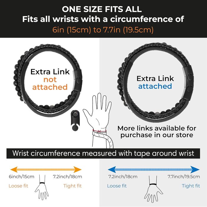 Чоловічий шкіряний браслет з тигровим оком та лавовим каменем | Ручна робота, гравірування, регульований магнітний замок | Чорний, коричневий, синій, срібний | Подарункова коробка