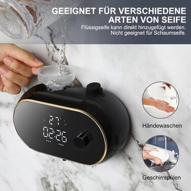 Automatic Soap Dispenser Wall Mount with Sensor No Touch Soap Dispenser, Electric Plastic Soap Dispenser for Bathroom, Kitchen, Office, Black