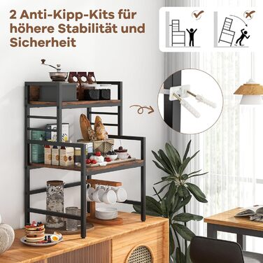 Кухонна полиця GOPLUS з 3 рівнями, для мікрохвильової печі, металевий каркас, 52 x 42 x 78 см