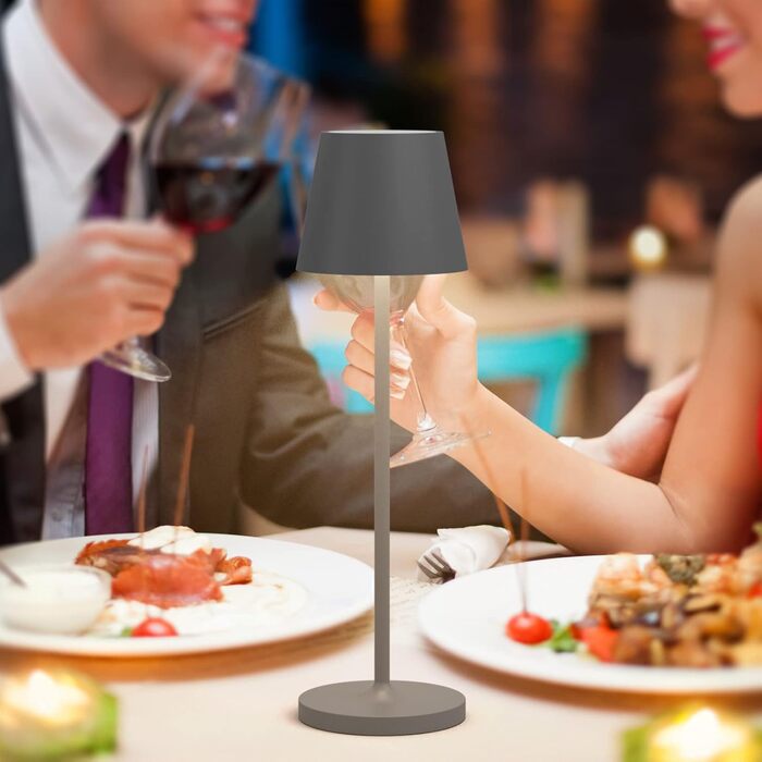 LED настільна лампа K-Bright з димуванням, акумуляторна | Внутрішнє та зовнішнє використання | Природне світло | Водостійка IP54 | 240LM | USB зарядка | Темно-сірий