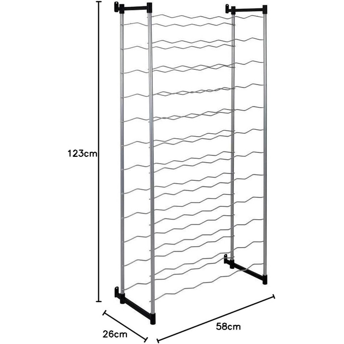 Metaltex Bottle Rack, Metal, Grey, For 72 Bottles